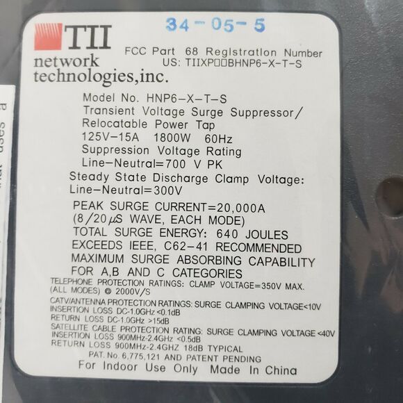 NEW!! TII Network Tech HNP6-X-T-S Home Network Theater Surge Protector OPEN BOX - Picture 4 of 8